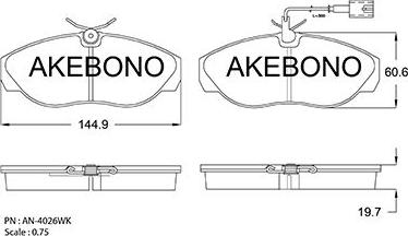 Akebono AN-4026WKE - Тормозные колодки, дисковые, комплект autosila-amz.com