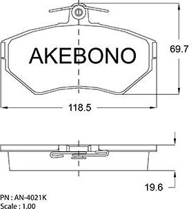 Akebono AN-4021K - Тормозные колодки, дисковые, комплект autosila-amz.com