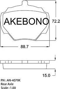 Akebono AN-4079K - Тормозные колодки, дисковые, комплект autosila-amz.com