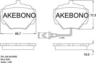 Akebono AN-4079WKE - Тормозные колодки, дисковые, комплект autosila-amz.com