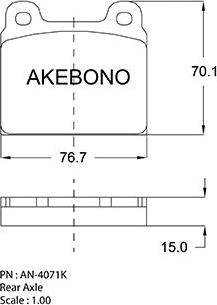 Akebono AN-4071KE - Тормозные колодки, дисковые, комплект autosila-amz.com