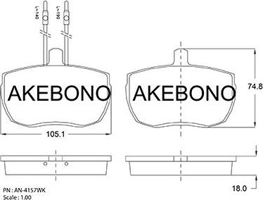 Akebono AN-4157WKE - Тормозные колодки, дисковые, комплект autosila-amz.com