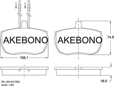 Akebono AN-4157WK - Тормозные колодки, дисковые, комплект autosila-amz.com