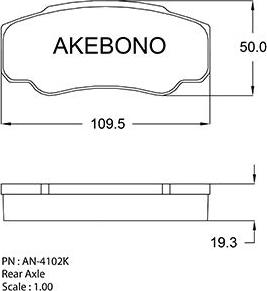 Akebono AN-4102K - Тормозные колодки, дисковые, комплект autosila-amz.com
