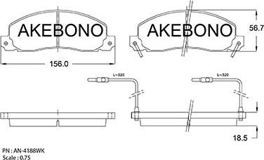 Akebono AN-4188WKE - Тормозные колодки, дисковые, комплект autosila-amz.com