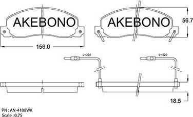 Akebono AN-4188WK - Тормозные колодки, дисковые, комплект autosila-amz.com