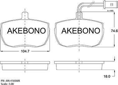 Akebono AN-4183WKE - Тормозные колодки, дисковые, комплект autosila-amz.com