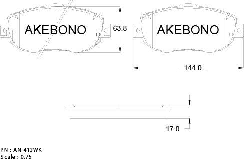 Akebono AN-413WKE - Тормозные колодки, дисковые, комплект autosila-amz.com