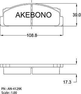 Akebono AN-4129KE - Тормозные колодки, дисковые, комплект autosila-amz.com