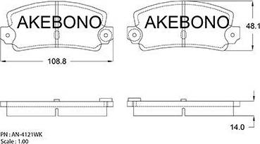 Akebono AN-4121WK - Тормозные колодки, дисковые, комплект autosila-amz.com