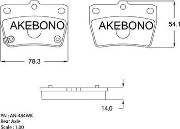 Akebono AN-484WK - Колодки тормозные дисковые задние ПОДХОДЯТ ДЛЯ Toyota RAV4 II AN-484WK autosila-amz.com