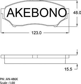 Akebono AN-486KE - Тормозные колодки, дисковые, комплект autosila-amz.com