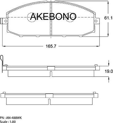 Akebono AN-488WK - Тормозные колодки, дисковые, комплект autosila-amz.com