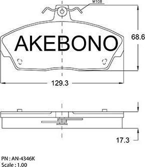 Akebono AN-4346KE - Тормозные колодки, дисковые, комплект autosila-amz.com