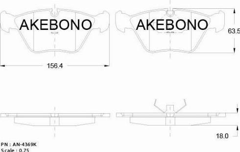 Akebono AN-4369KE - Тормозные колодки, дисковые, комплект autosila-amz.com