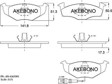 Akebono AN-4361WKE - Тормозные колодки, дисковые, комплект autosila-amz.com