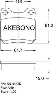 Akebono AN-4362K - Тормозные колодки, дисковые, комплект autosila-amz.com