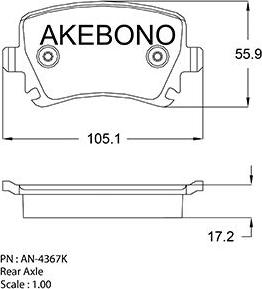 Akebono AN-4367KE - Тормозные колодки, дисковые, комплект autosila-amz.com