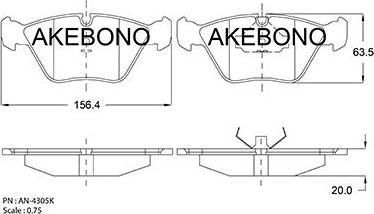 Akebono AN-4305KE - Тормозные колодки, дисковые, комплект autosila-amz.com