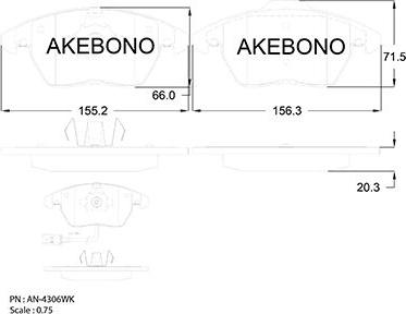 Akebono AN-4306WKE - Тормозные колодки, дисковые, комплект autosila-amz.com