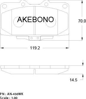 Akebono AN-430WKE - Тормозные колодки, дисковые, комплект autosila-amz.com