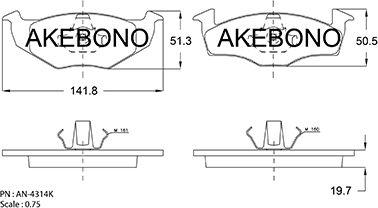 Akebono AN-4314KE - Тормозные колодки, дисковые, комплект autosila-amz.com