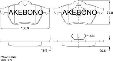 Akebono AN-4312KE - Тормозные колодки, дисковые, комплект autosila-amz.com