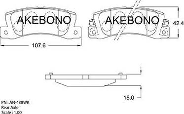 Akebono AN-438WK - Тормозные колодки, дисковые, комплект autosila-amz.com
