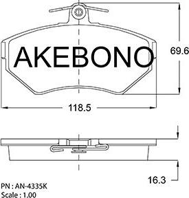 Akebono AN-4335KE - Тормозные колодки, дисковые, комплект autosila-amz.com