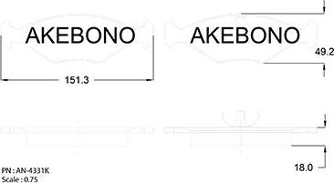 Akebono AN-4331KE - Тормозные колодки, дисковые, комплект autosila-amz.com
