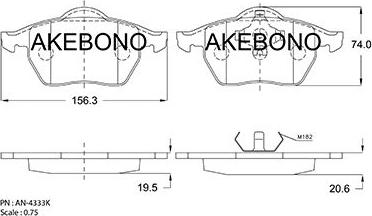 Akebono AN-4333KE - Тормозные колодки, дисковые, комплект autosila-amz.com