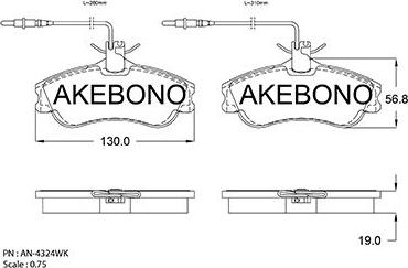 Akebono AN-4324WKE - Тормозные колодки, дисковые, комплект autosila-amz.com
