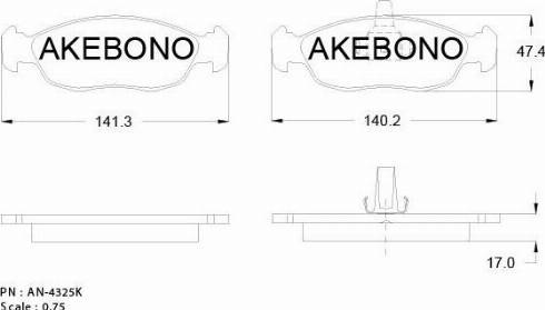 Akebono AN-4325KE - Тормозные колодки, дисковые, комплект autosila-amz.com