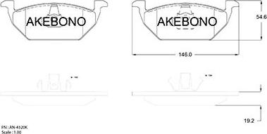 Akebono AN-4320KE - Тормозные колодки, дисковые, комплект autosila-amz.com