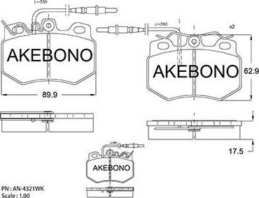 Akebono AN-4321WK - Тормозные колодки, дисковые, комплект autosila-amz.com