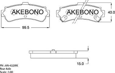 Akebono AN-432WK - Тормозные колодки, дисковые, комплект autosila-amz.com