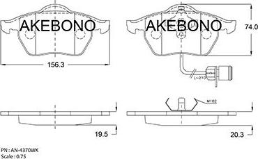 Akebono AN-4370WKE - Тормозные колодки, дисковые, комплект autosila-amz.com