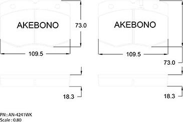 Akebono AN-4241WK - Тормозные колодки, дисковые, комплект autosila-amz.com