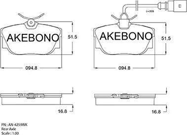 Akebono AN-4259WKE - Тормозные колодки, дисковые, комплект autosila-amz.com