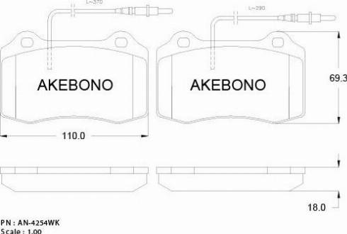 Akebono AN-4254WKE - Тормозные колодки, дисковые, комплект autosila-amz.com