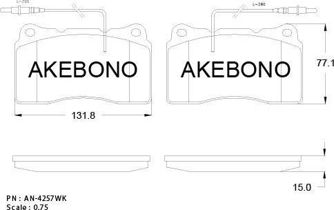 Akebono AN-4257WK - Тормозные колодки, дисковые, комплект autosila-amz.com