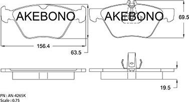 Akebono AN-4265K - Тормозные колодки, дисковые, комплект autosila-amz.com