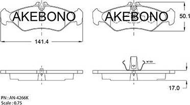 Akebono AN-4266K - Тормозные колодки, дисковые, комплект autosila-amz.com