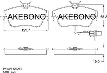 Akebono AN-4260WKE - Тормозные колодки, дисковые, комплект autosila-amz.com