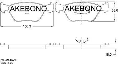 Akebono AN-4268K - Тормозные колодки, дисковые, комплект autosila-amz.com