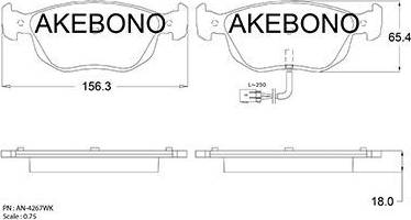 Akebono AN-4267WK - Тормозные колодки, дисковые, комплект autosila-amz.com