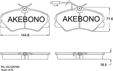 Akebono AN-4207WKE - Тормозные колодки, дисковые, комплект autosila-amz.com