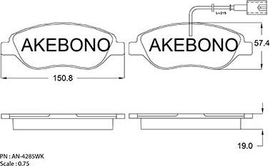 Akebono AN-4285WK - Тормозные колодки, дисковые, комплект autosila-amz.com