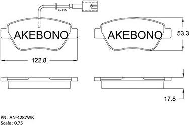 Akebono AN-4287WKE - Тормозные колодки, дисковые, комплект autosila-amz.com