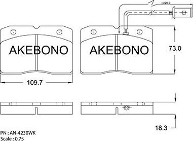 Akebono AN-4230WK - Тормозные колодки, дисковые, комплект autosila-amz.com